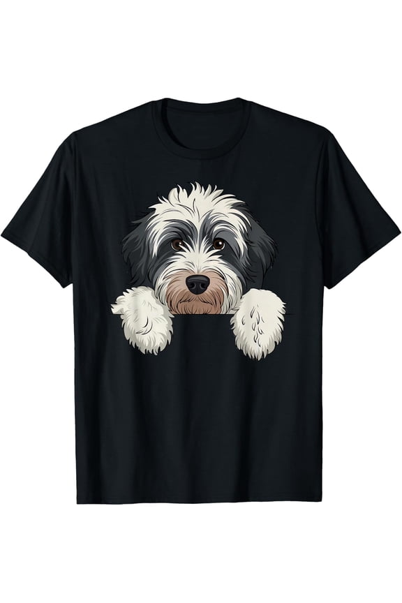 Cute Bernedoodle Peeking Doodle Puppy Dog Lover Men Women T-Shirt