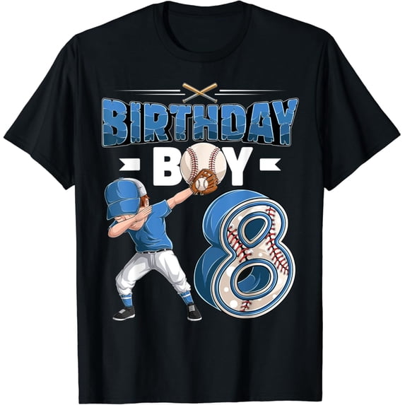 Sam Soft Dabbing 8 Year Old Baseball Player 8Th Birthday Party T-Shirt Full Size S-5Xl