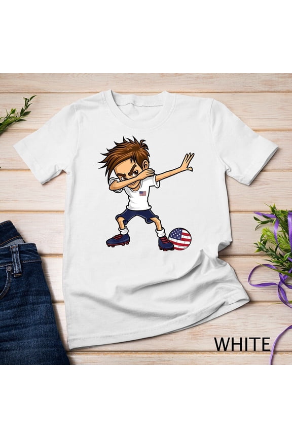 Dabbing Boy United States Football Soccer Jersey Us Flag Unisex T-Shirt