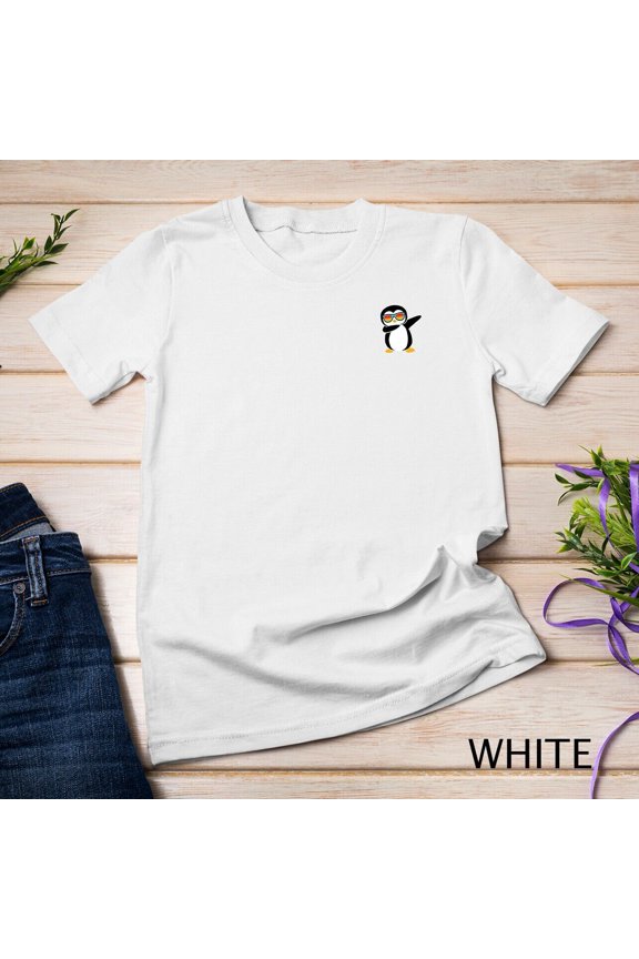 Dabbing Penguin Shirt, Cute Animal Birthday Party Pocket Gift Unisex T-Shirt