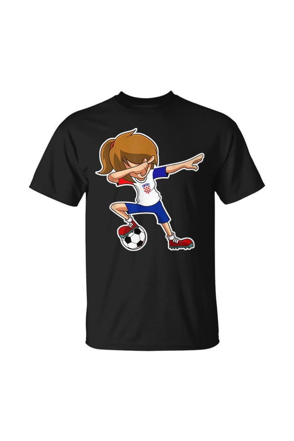 Dabbing Soccer Girl Croatia Croatian Flag Jersey Unisex T Shirt