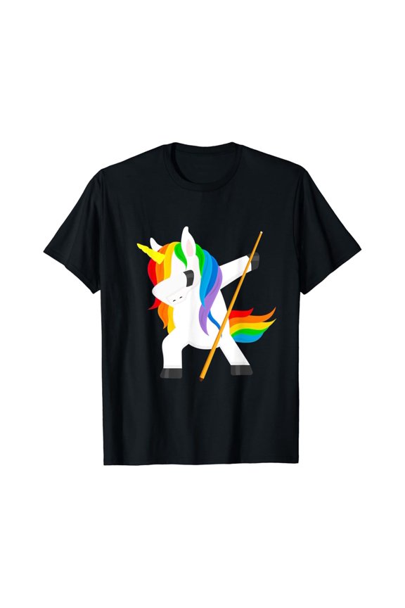 Dabbing Unicorn Playing Billiards Dab Dance Gift T-Shirt Unisex Cotton Tee Full Size S-5XL