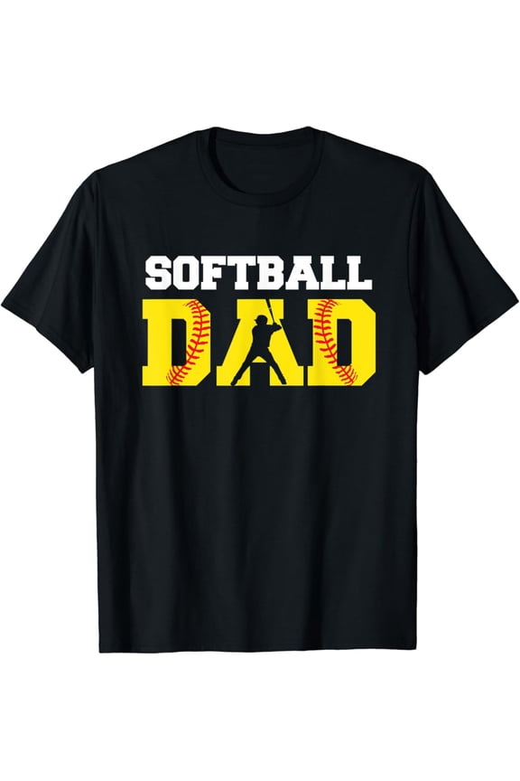 Dad Softball Apparel - Yellow Softball Dad T-Shirt, Gift For Friend, Full Size S-5Xl