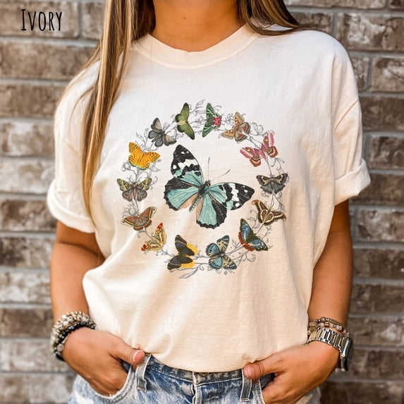 Sam Soft Dance of the Butterflies TShirt, Nature Shirt, Butterfly Shirt, Moth Shirt, Cottagecore T-Shirt, Gardening Shirt, Gift for Her, Mom Gift