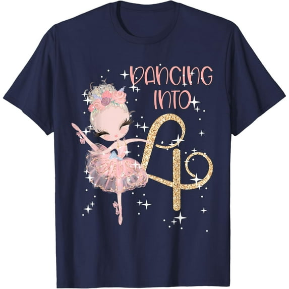 Sam Soft Dancing Into 4Th Birthday Girl Ballet Party Dance Ballerina T-Shirt Full Size S-5Xl