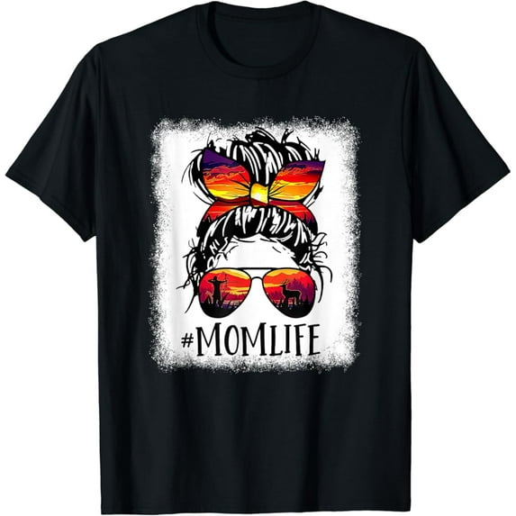 Sam Soft Deer Hunting Mom Life Messy Bun Archery Hunter Bleached T-Shirt, Gift For Friend, Full Size S-5Xl
