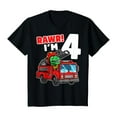 thumbnail image 1 of Sam Soft Dinosaur Fire Truck 4th Birthday Boy T-Rex Firefighter 4 T-Shirt Full Size S-5XL, 1 of 5