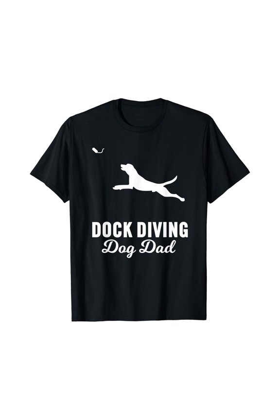 Dog Jumping Swimming Design | Dock Diving Dog Dad T-Shirt Unisex Cotton Tee Full Size S-5XL