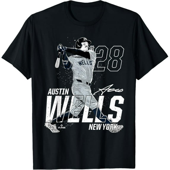 Sam Soft Dynamic Pose Austin Wells New York Baseball Mlbpa T-Shirt Full Size S-5Xl
