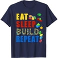 thumbnail image 1 of Sam Soft Eat Sleep Build Repeat Building Bricks Blocks Master Builder T-Shirt All Size S-5XL, 1 of 5