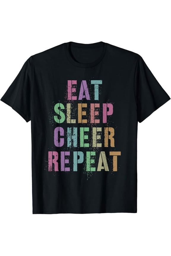 Eat Sleep Cheer Repeat Cheerleading Team Cheerleader Squad T-Shirt Full Size S-5Xl