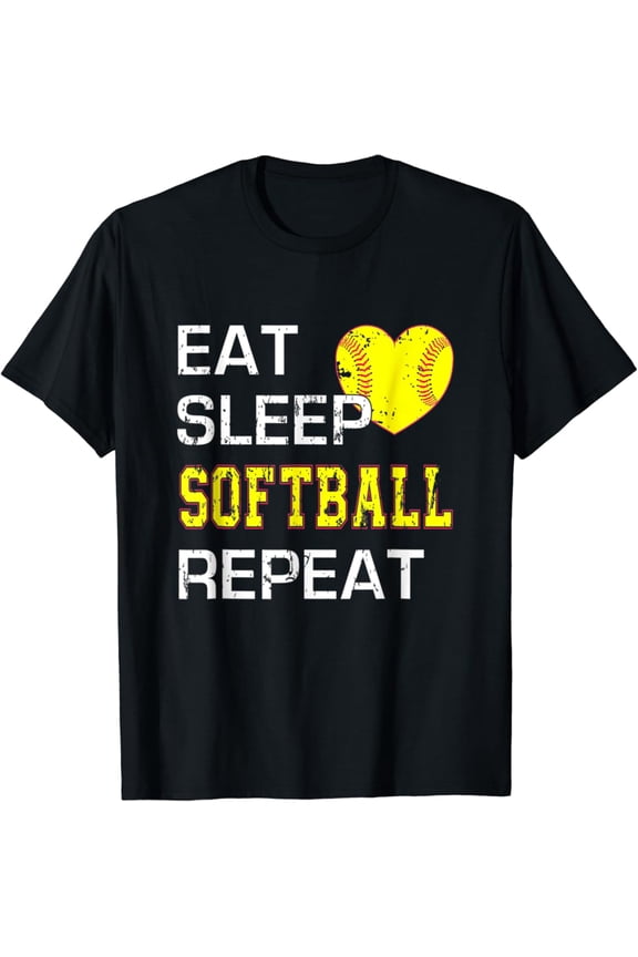 Eat Sleep Softball Repeat Softbal T-Shirt, Gift For Friend, Full Size S-5Xl