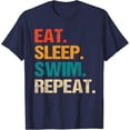 thumbnail image 1 of Sam Soft Eat Sleep Swim Repeat Swimmer T-Shirt Unisex Cotton Tee Full Size S-5XL, 1 of 5