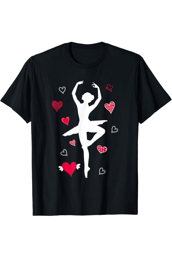 En Pointe Ballet Dancing Ballerina Girls Women Hearts Ballet T-Shirt Full Size S-5Xl