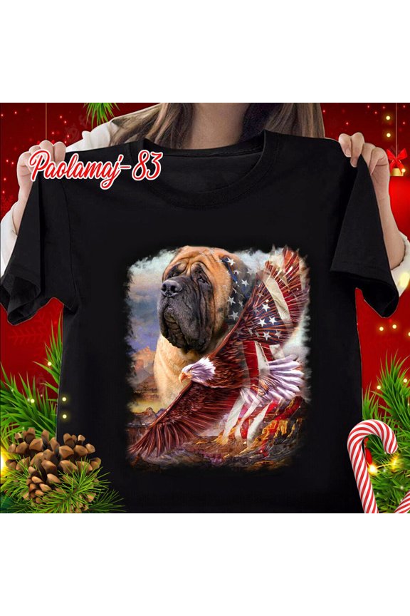 English Mastiff American Patriot For Mastiff Lover T-Shirt S-5Xl