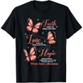 thumbnail image 1 of Sam Soft Faith Love Hope Butterfly Uterine Cancer Awareness Gifts T-Shirt, 1 of 5