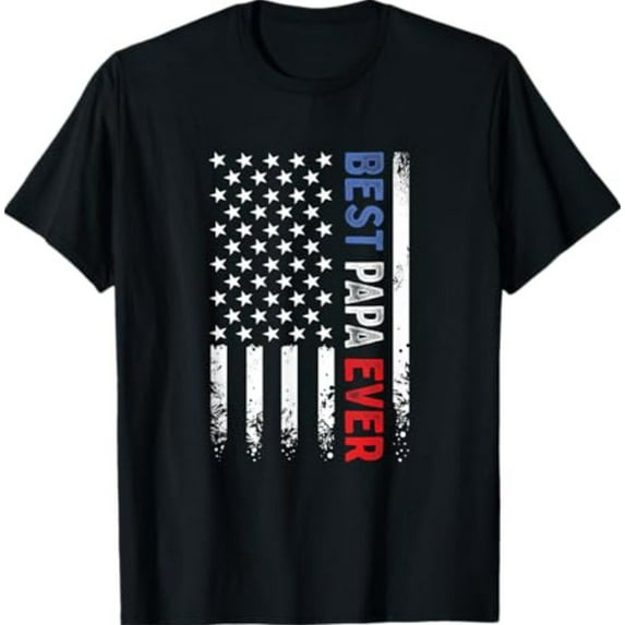 Sam Soft Father's Day Best Papa Ever with US American Flag T-Shirt All Size S-5XL