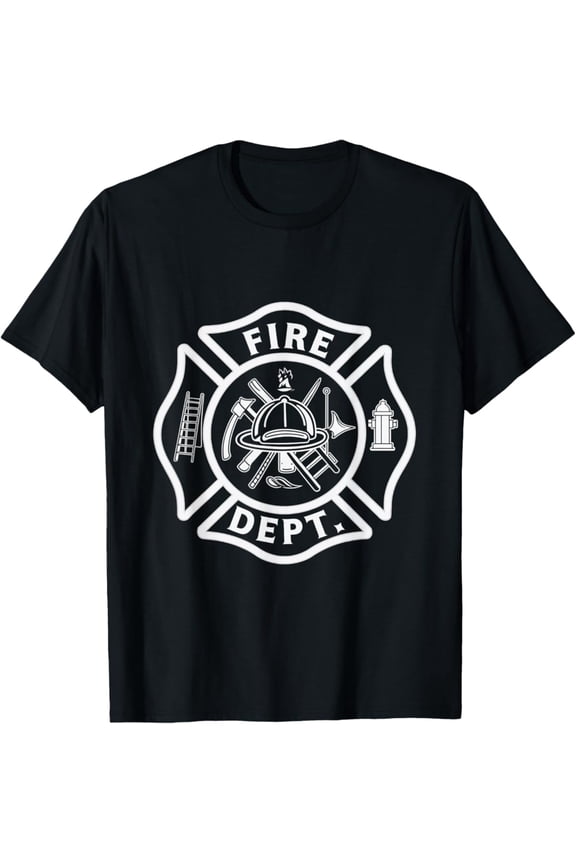 Fire Department Logo Firefighter Gear Fireman Badge T-Shirt Full Size S-5XL