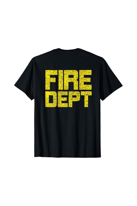 Fire Dept Classic Logo Firefighter T-Shirt (Design On Back) Full Size S-5XL