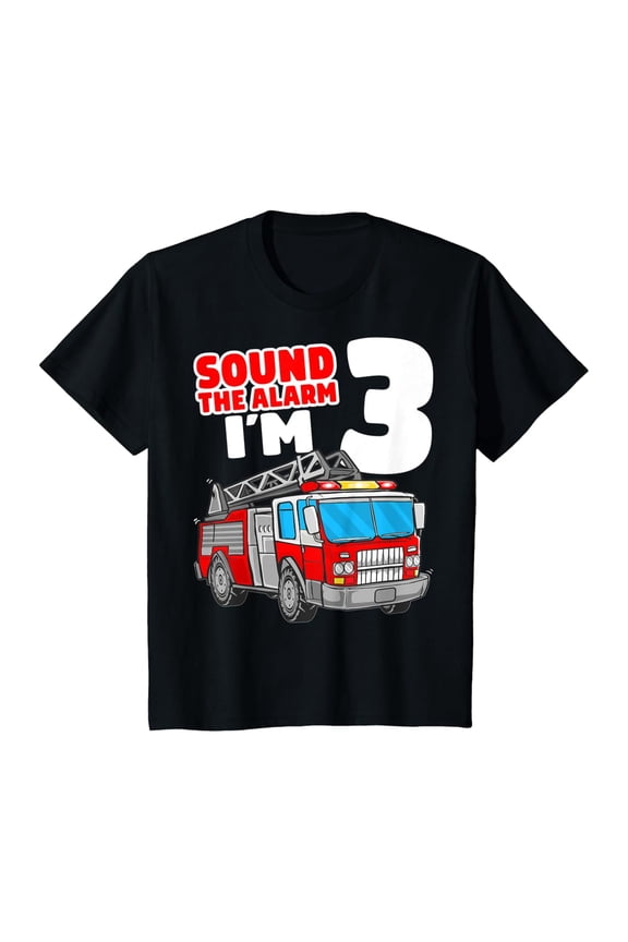 Fire Truck 3 Year Old Firefighter 3rd Birthday Boy T-Shirt Full Size S-5XL