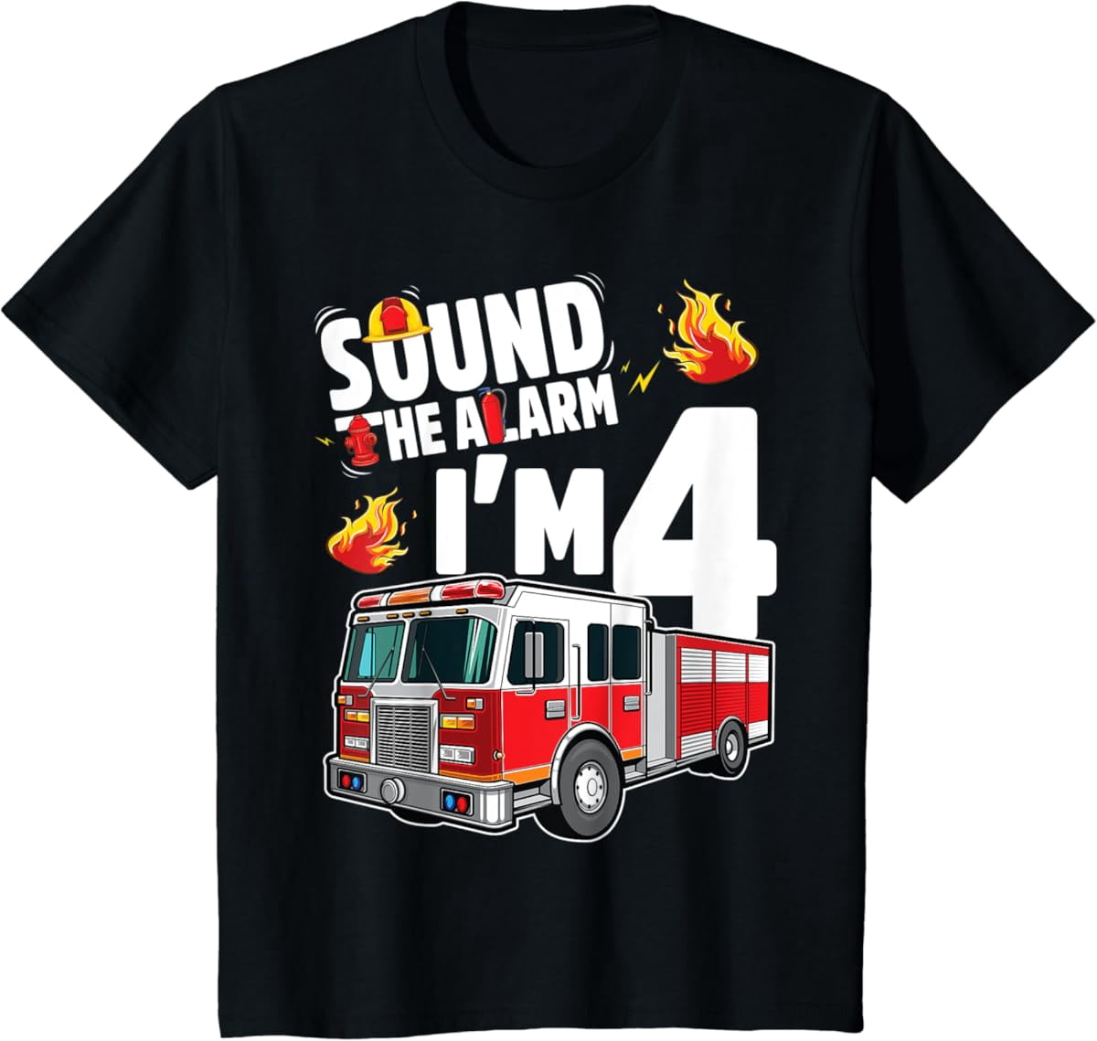 Sound The Alarm I Am 4 Firetruck Birthday Decorations - Balloons, Banner, Cake Topper, Cupcake Decor (Full Kit)