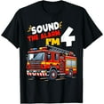 thumbnail image 1 of Sam Soft Fire Truck Firefighter Boy 4th Birthday 4 Years Old T-Shirt Full Size S-5XL, 1 of 5