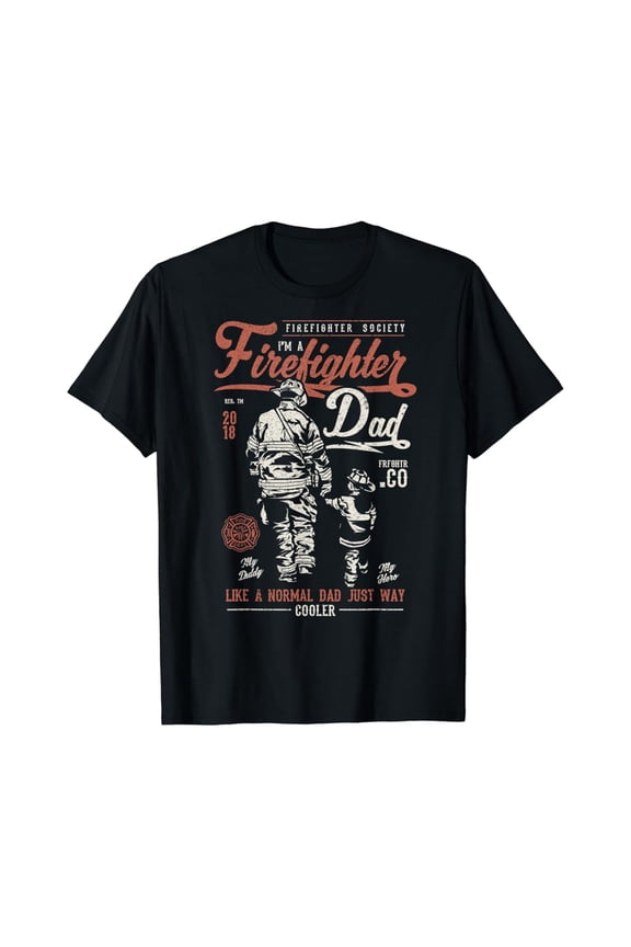 Firefighter Dad Tee Vintage Fireman Gift Men T-Shirt Full Size S-5XL