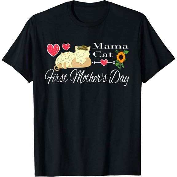 Sam Soft First Mother Day Mothers Day Mama Mom Cat Kitten Sunflower T-Shirt