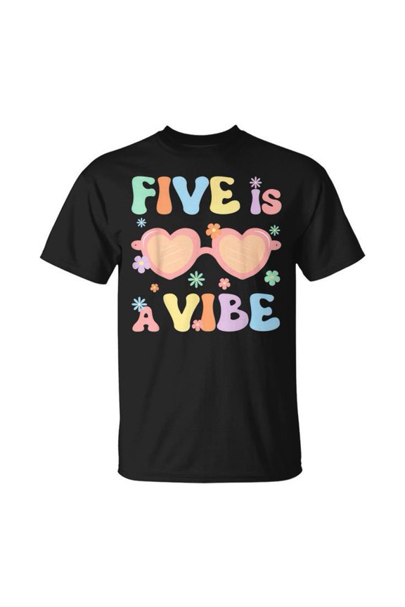 Five Is A Vibe 5 Year Old Boys Girls 5Th Birthday Groovy Unisex T Shirt