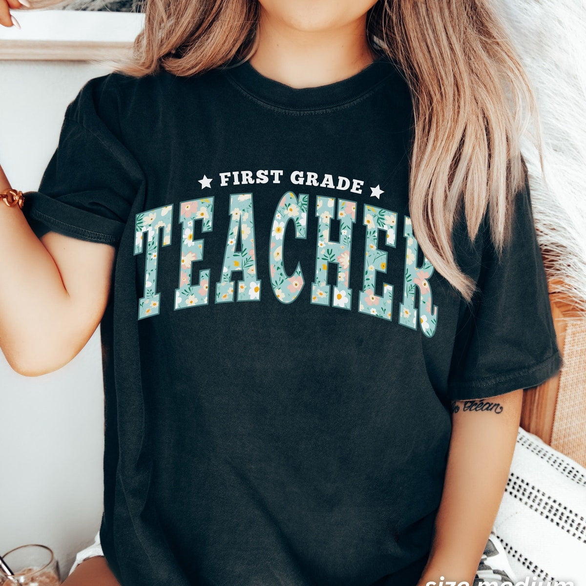 Sam Soft Floral Teacher Shirt, 1st Grade Teacher Shirt, Gift for ...