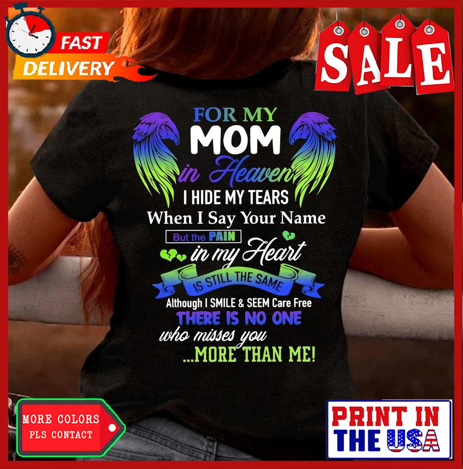 Sam Soft For My Mom In Heaven Shirt, Colorful Memorial Shirt, Memorable ...