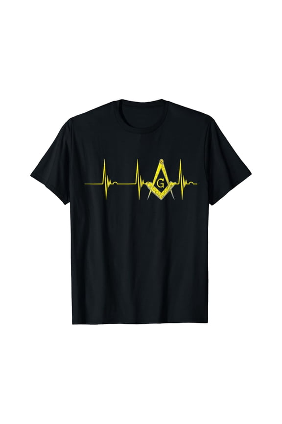 Freemason Heartbeat EKG Pulse Mason Masonic Symbol Of Faith T-Shirt