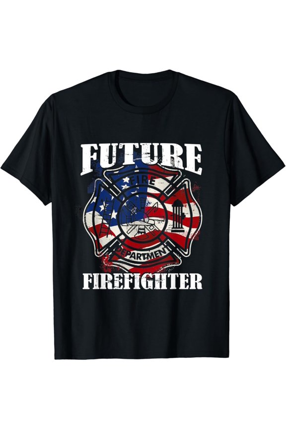 Future Firefighter USA Flag Theme For Birthday Boys T-Shirt Full Size S-5XL