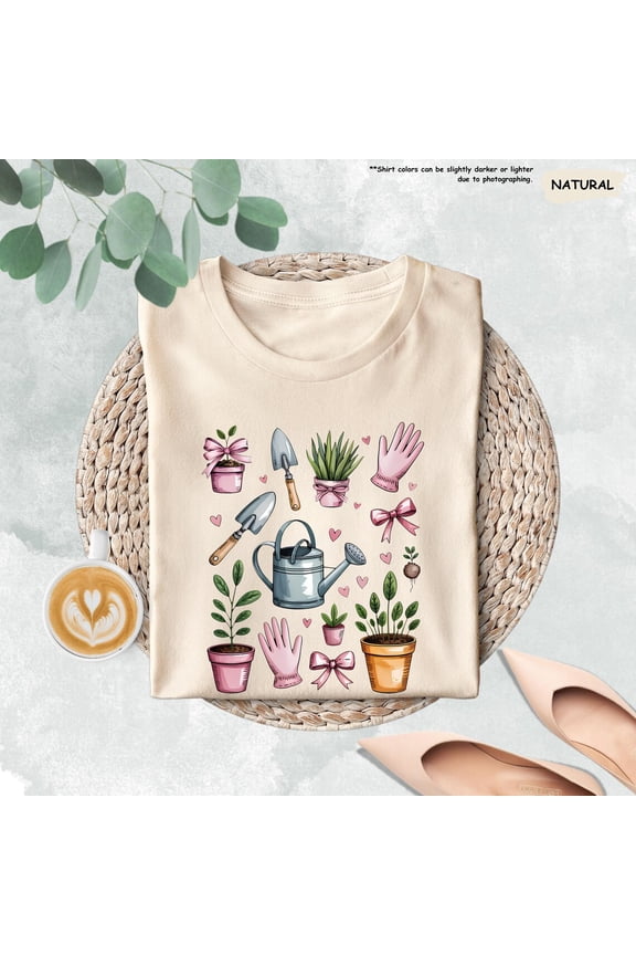 Gardener Shirt, Gardening T shirt, Plant Mom Shirt, Coquette Gardening Bow Tee, Plant Lady Gifts, Botanical Shirt, Garden Shirt For Woman