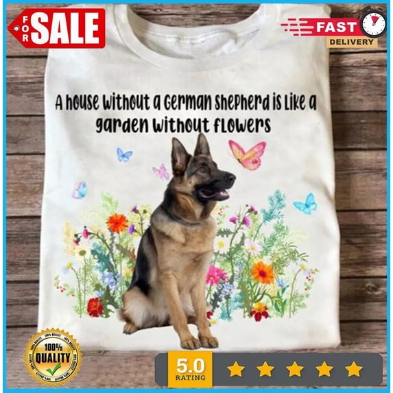Sam Soft German Shepherd Flowers T-Shirt S-5Xl