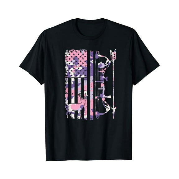 Sam Soft Girlfriend Bow Hunter Hunting Wife Camo Gear American Flag T-Shirt, Gift For Friend, Full Size S-5Xl