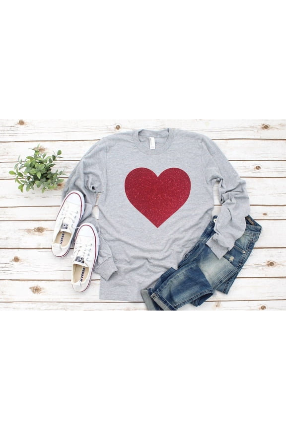 Glitter Love'S Sweatshirt- Love'S Heart Shirt - Love Gift - Love Sweatshirt- Love'S Shirt With Heart, Unisex Long Sleeve Shirt