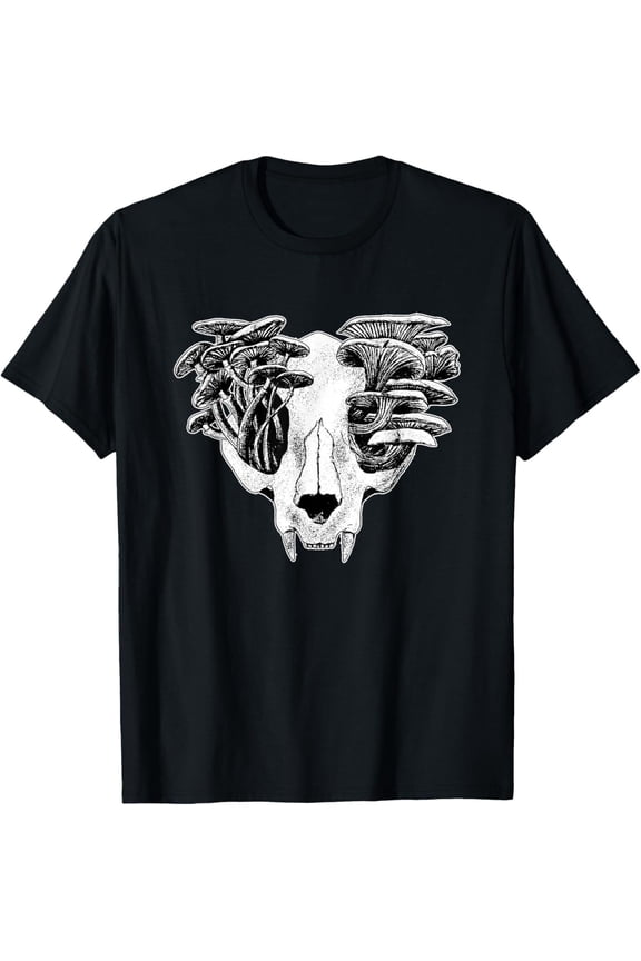 Gothic Skull Mushrooms Grunge Dark Fairycore Goth Goblincore T-Shirt