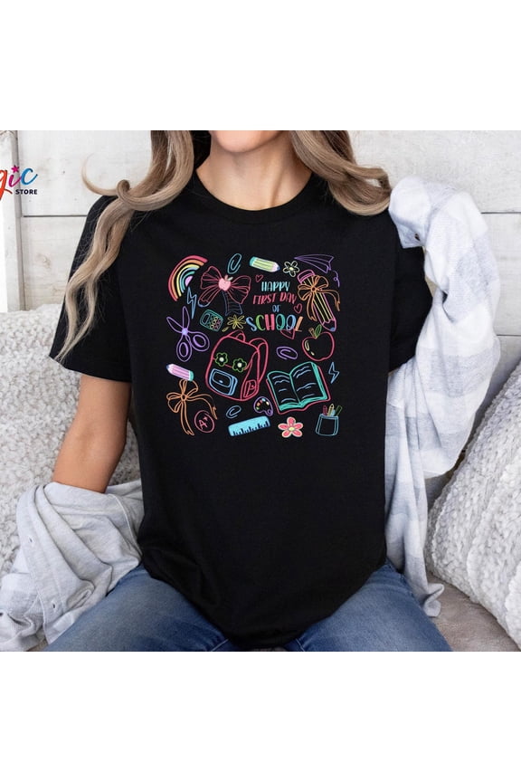 Happy First Day of School Shirt, Back to School Shirt, School Shirt, Back to School Gift, Preppy Teacher Shirt, Teacher Appreciation