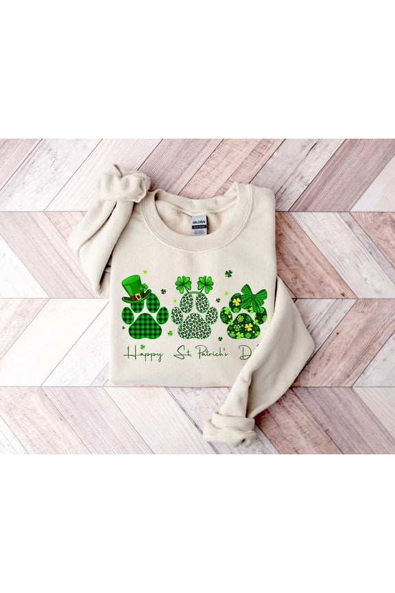 Happy St Patrick Day Sweatshirt, Patrick Day Paw Shirt, Patrick Day Dog Sweater, Patrick Day Cat Paw Tshirt, Patrick Day Lover Sweater