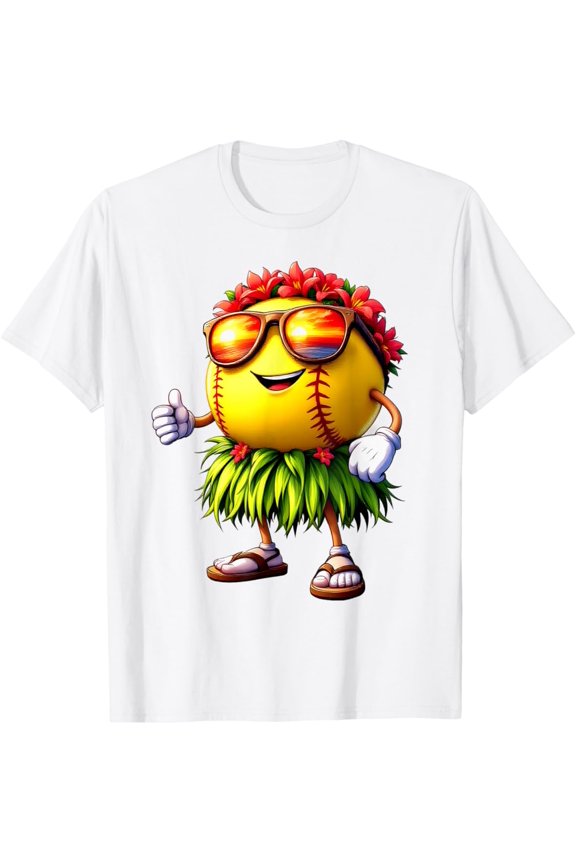 Hawaii Softball Ball Hawaiian Tropical Summer Vacation T-Shirt, Gift For Friend, Full Size S-5Xl