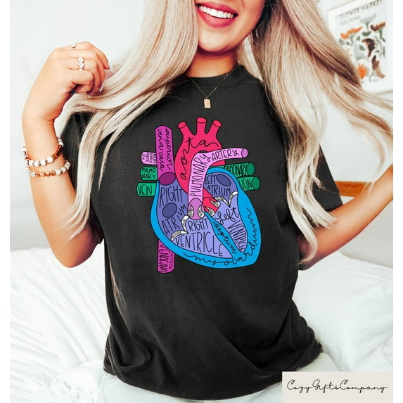 Sam Soft Heart Anatomy T-Shirt, Nursing School Shirt, Medical School Student Sweatshirt, Cardiac Nursing Gift, Cardiac Nurse Shirt, Nurse Grad Gift