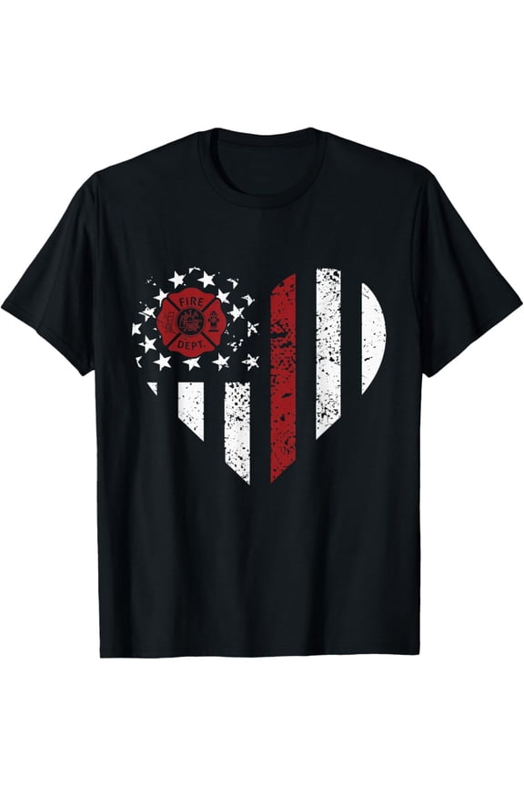 Heart Firefighter Emt Fire Department Vintage Fireman T-Shirt Full Size S-5XL