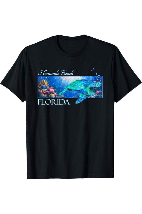 Hernando Beach Florida Vacation Swimming Sea Turtle T-Shirt Unisex Cotton Tee Full Size S-5XL