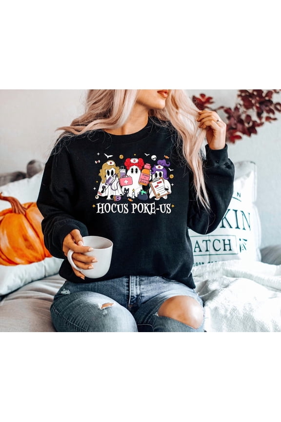 Hocus Poke-Us Witch Nurse Sweatshirt, Medical Lab Tech Shirt, Er Crew Sweatshirt, Spooky Health Professional Shirt