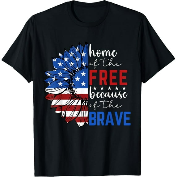 Sam Soft Home Of The Free Because Of The Brave Usa Flag Sunflower T-Shirt