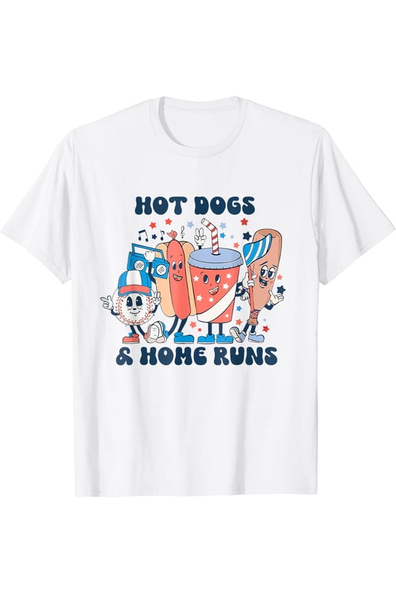 Hot Dogs And Home Runs Hot Dog Baseball Touchdown T-Shirt