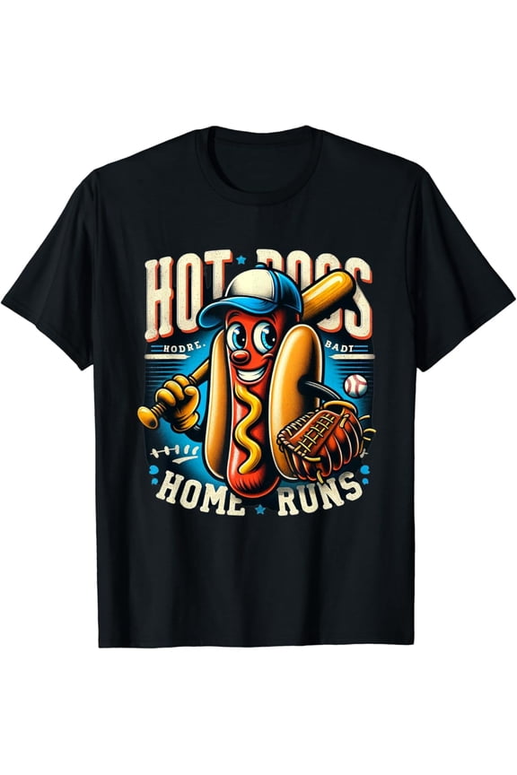 Hotdogs And Homeruns Hotdog Lovers Touchdown Baseball T-Shirt Full Size S-5Xl