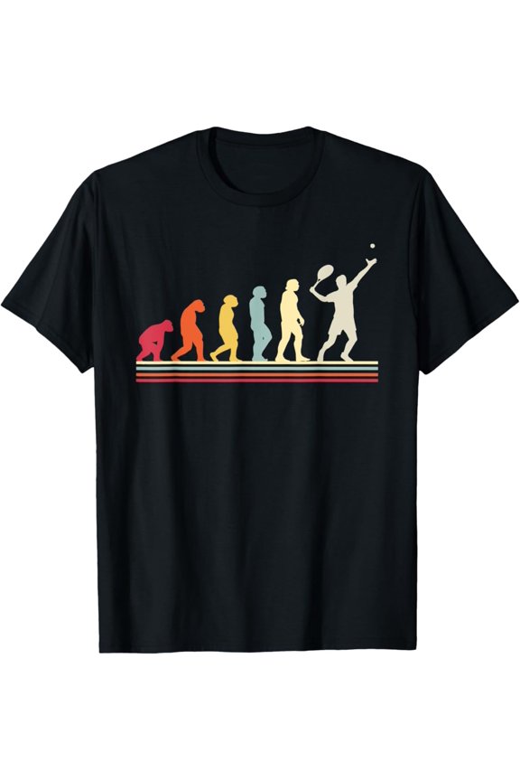 Human Evolution Tennis Player T-Shirt Full Size S-5Xl