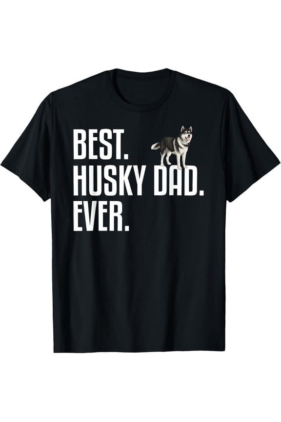Husky Dad Art For Father Men Husky Lover Siberian Husky Dog T-Shirt